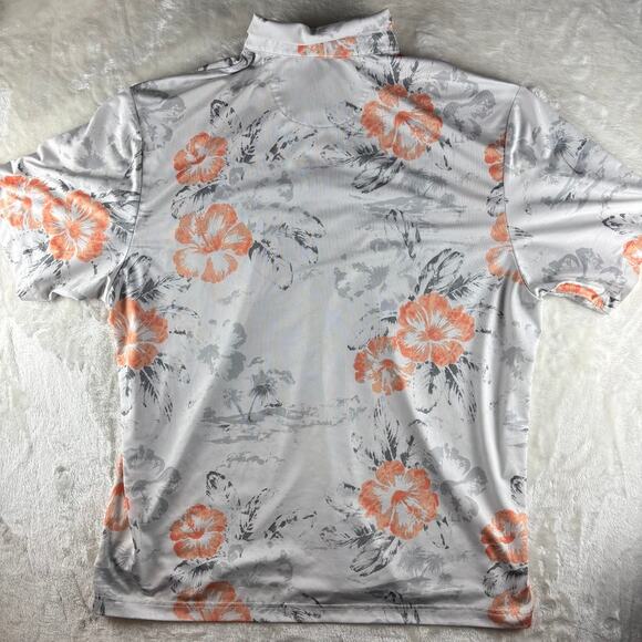 Roundtree & Yorke Performance Polo Shirt Men's XL White Short Sleeve Floral - Picture 2 of 8